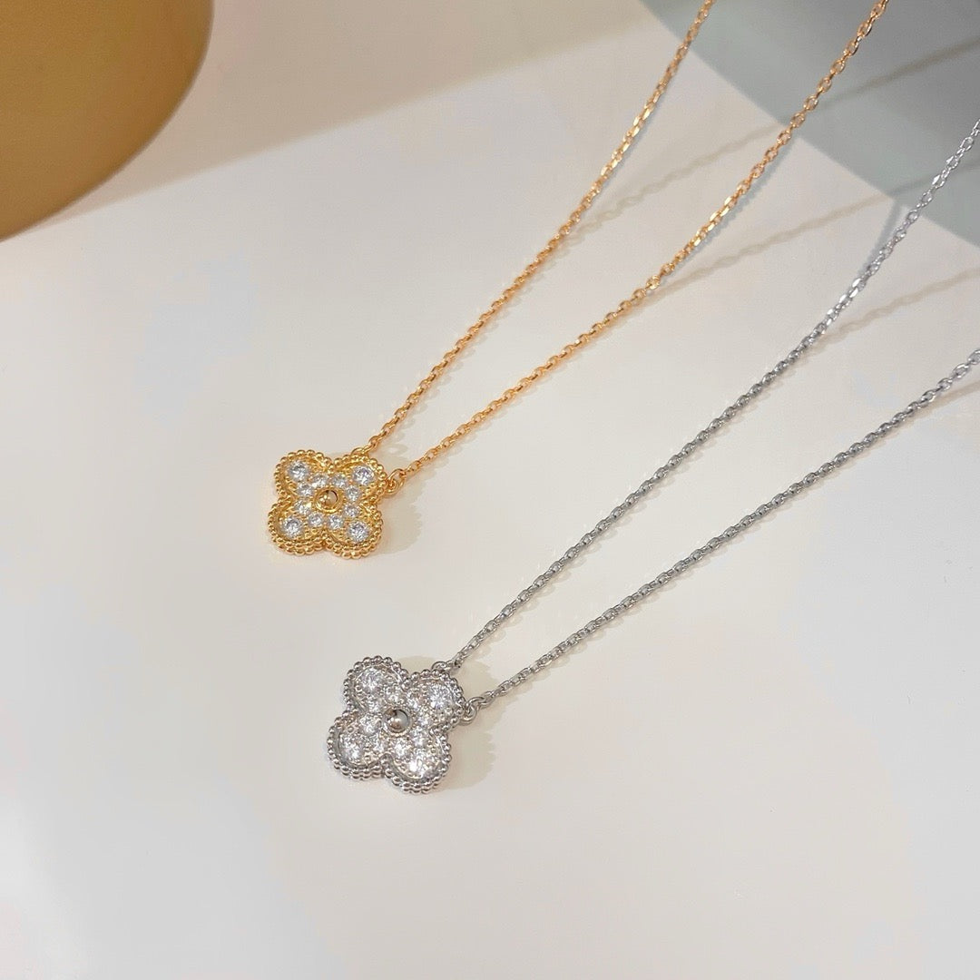 [⭐Clover Jewelry]CLOVER 15MM DIAMOND SINGLE FLOWER NECKLACE