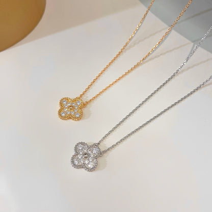 [⭐Clover Jewelry]CLOVER 15MM DIAMOND SINGLE FLOWER NECKLACE