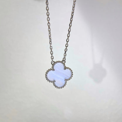 [⭐Clover Jewelry]CLOVER 15MM BLUE CHALCEDONY NECKLACE SILVER