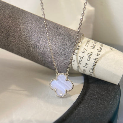 [⭐Clover Jewelry]CLOVER 15MM BLUE CHALCEDONY NECKLACE SILVER
