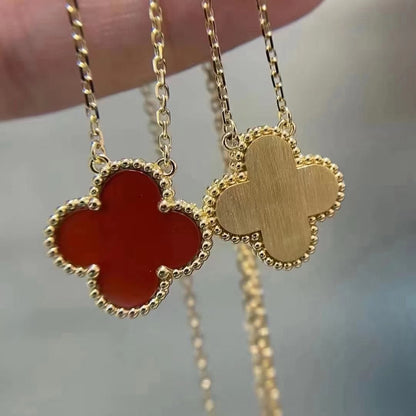 [⭐Clover Jewelry]CLOVER 15MM CARNELIAN SINGLE FLOWER NECKLACE