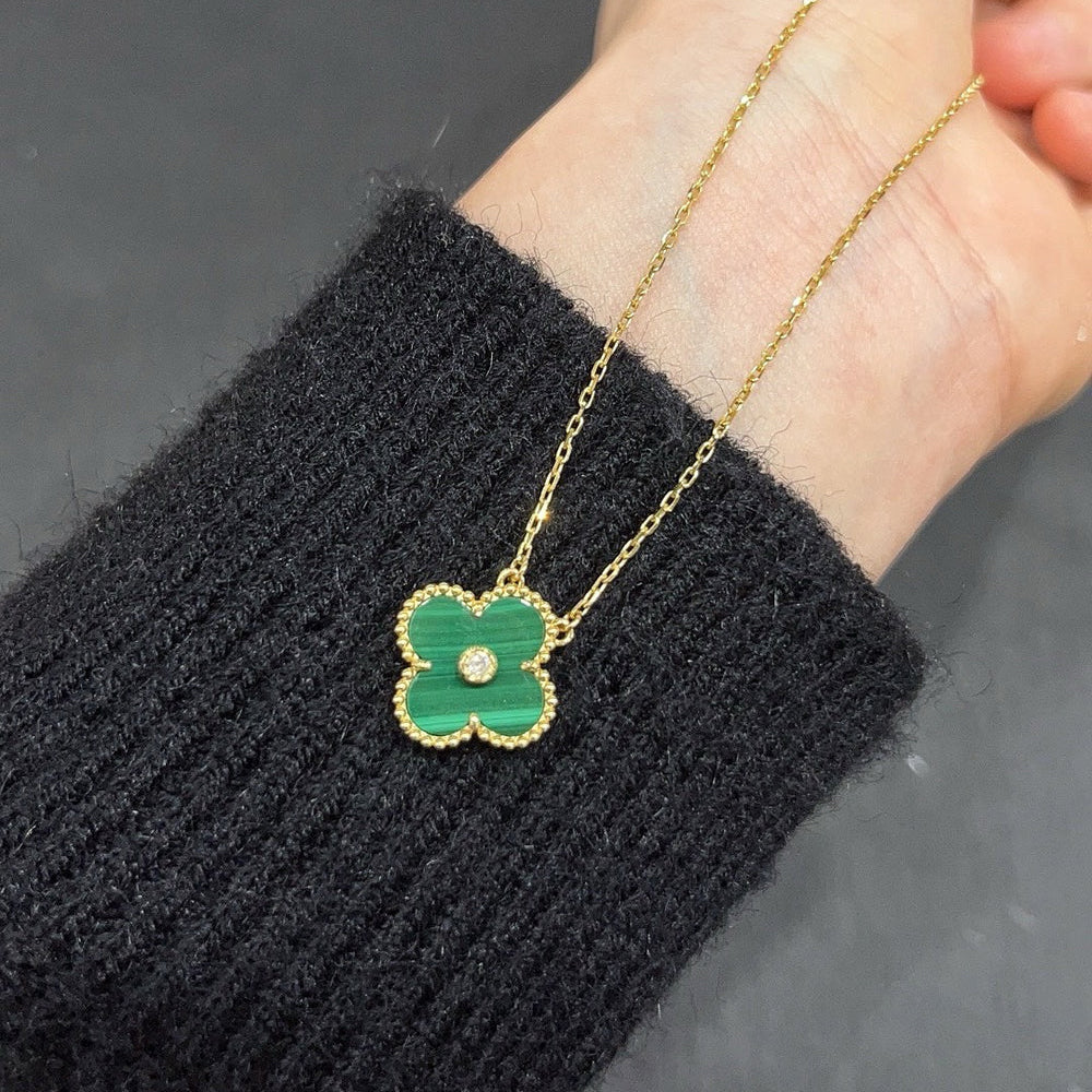 [⭐Clover Jewelry]CLOVER 15MM DIAMOND TURQUOISE NECKLACE