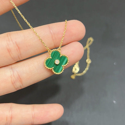 [⭐Clover Jewelry]CLOVER 15MM DIAMOND TURQUOISE NECKLACE