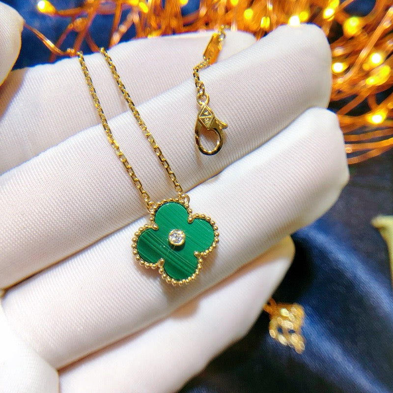 [⭐Clover Jewelry]CLOVER 15MM DIAMOND TURQUOISE NECKLACE
