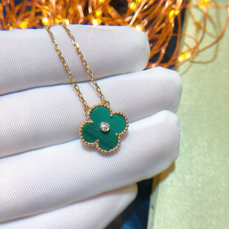 [⭐Clover Jewelry]CLOVER 15MM DIAMOND TURQUOISE NECKLACE