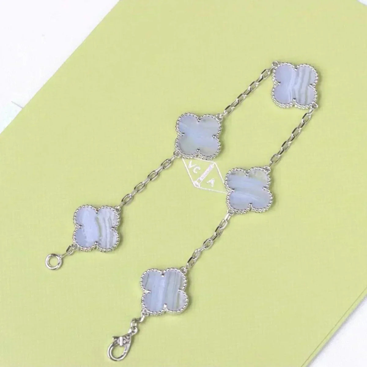 [⭐Clover Jewelry] CLOVER 5 MOTIF PURPLE CHALCEDONY BRACELET COLLECTION