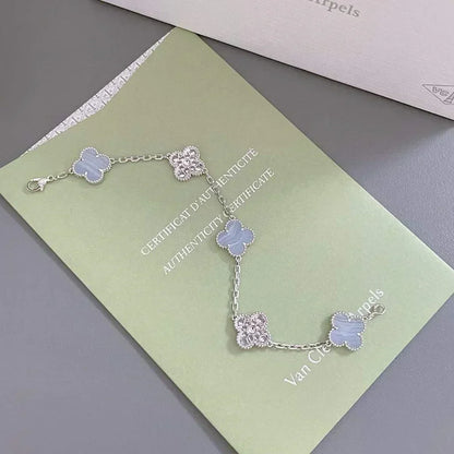 [⭐Clover Jewelry] CLOVER 5 MOTIF PURPLE CHALCEDONY BRACELET COLLECTION
