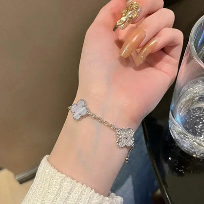 [⭐Clover Jewelry] CLOVER 5 MOTIF PURPLE CHALCEDONY BRACELET COLLECTION