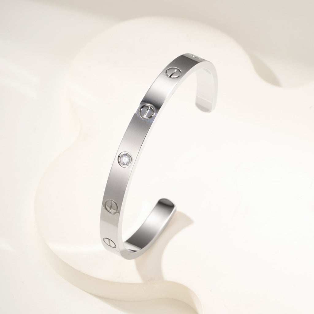 [⭐Clover Jewelry]LOVE BRACELET 6.1MM 1 DIAMOND OPEN CUFF
