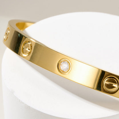 [⭐Clover Jewelry]LOVE BRACELET 6.1MM 1 DIAMOND OPEN CUFF