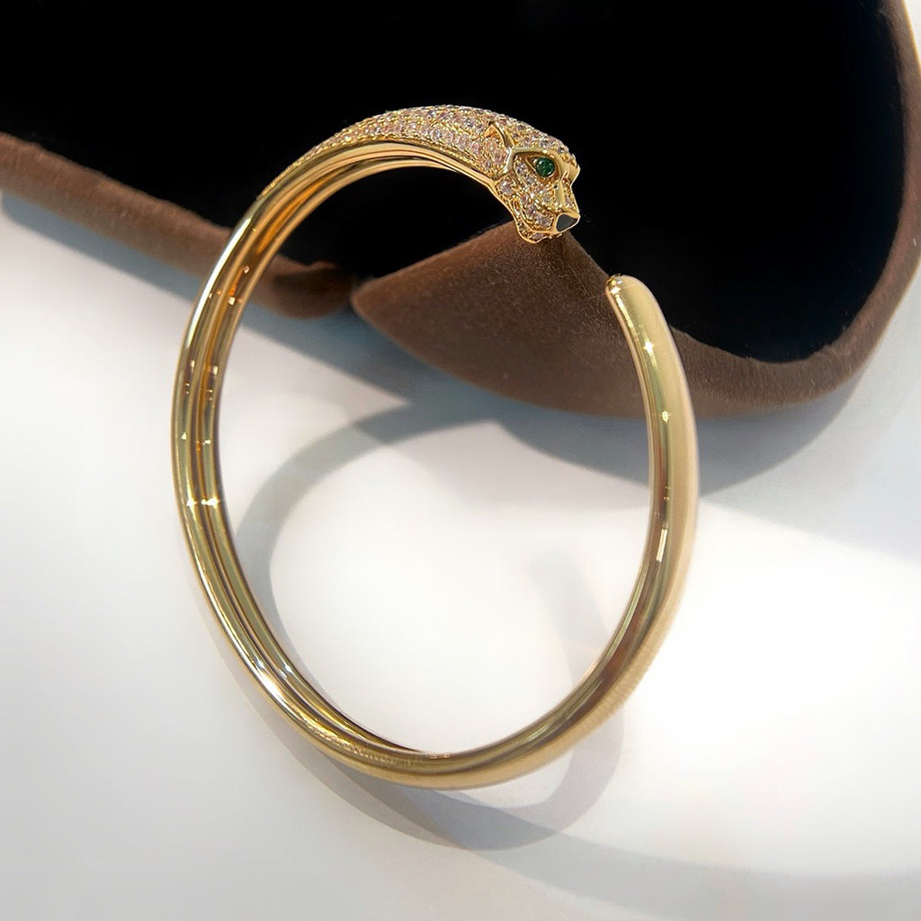 [⭐Clover Jewelry]PANTHERE HALF DIAMOND OPEN BRACELET