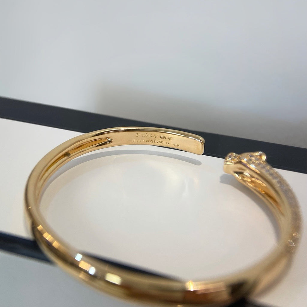 [⭐Clover Jewelry]PANTHERE HALF DIAMOND OPEN BRACELET