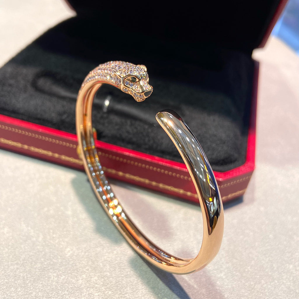 [⭐Clover Jewelry]PANTHERE HALF DIAMOND OPEN BRACELET