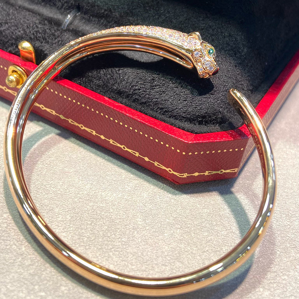 [⭐Clover Jewelry]PANTHERE HALF DIAMOND OPEN BRACELET