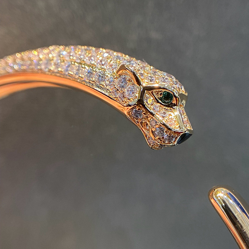 [⭐Clover Jewelry]PANTHERE HALF DIAMOND OPEN BRACELET