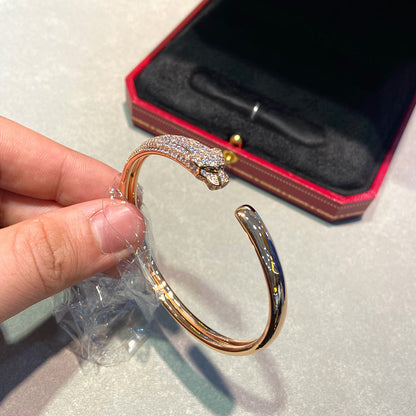 [⭐Clover Jewelry]PANTHERE HALF DIAMOND OPEN BRACELET
