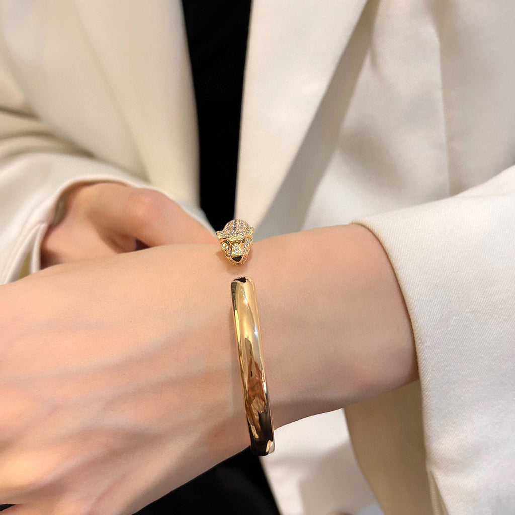 [⭐Clover Jewelry]PANTHERE HALF DIAMOND OPEN BRACELET