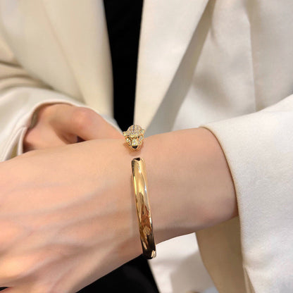 [⭐Clover Jewelry]PANTHERE HALF DIAMOND OPEN BRACELET