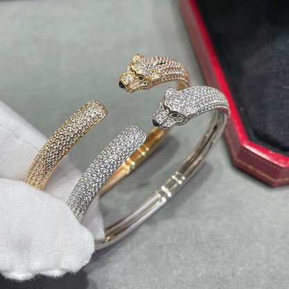 [⭐Clover Jewelry]PANTHERE FULL DIAMOND OPEN BRACELET