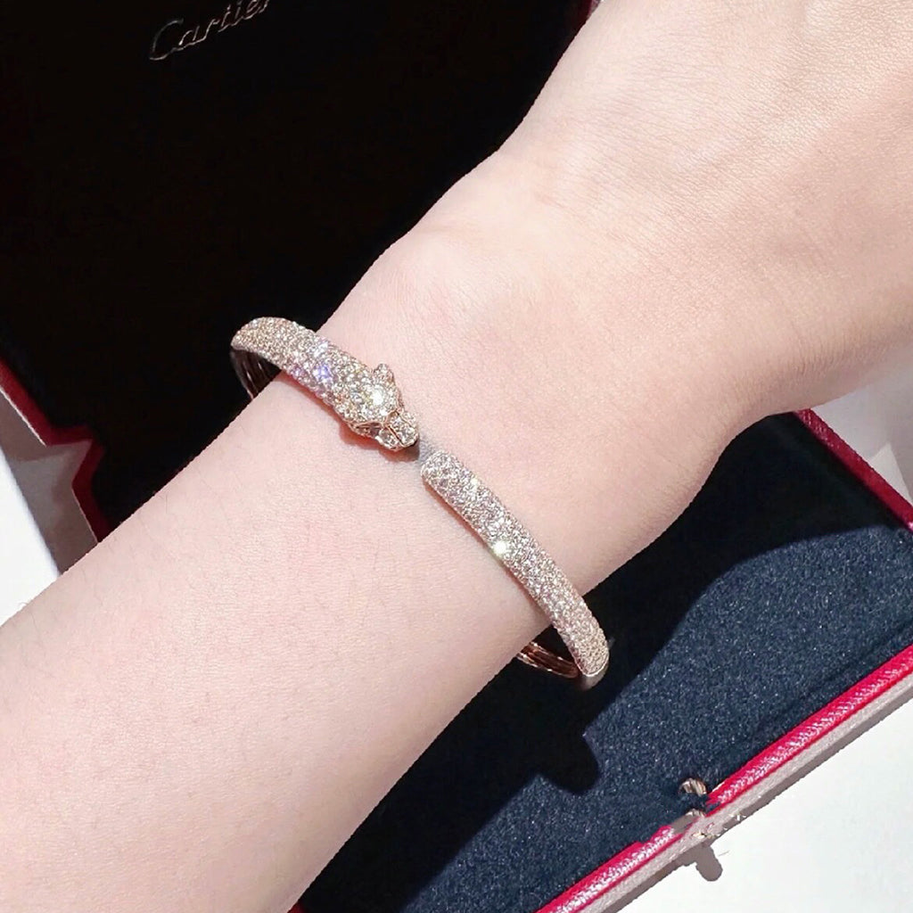 [⭐Clover Jewelry]PANTHERE FULL DIAMOND OPEN BRACELET