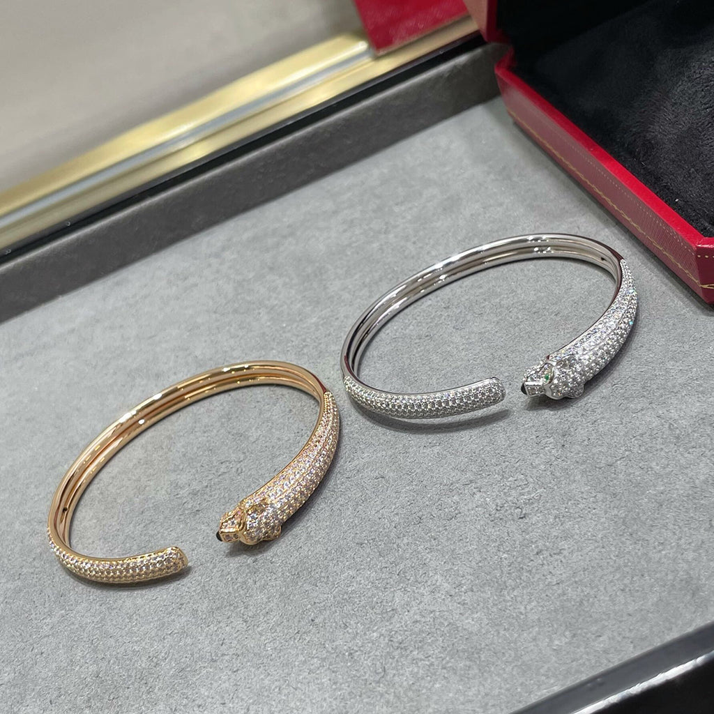 [⭐Clover Jewelry]PANTHERE FULL DIAMOND OPEN BRACELET