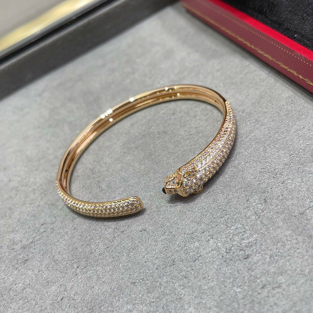 [⭐Clover Jewelry]PANTHERE FULL DIAMOND OPEN BRACELET