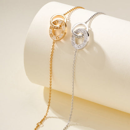 [⭐Clover Jewelry]LOVE DOUBLE RING FULL DIAMOND BRACELET