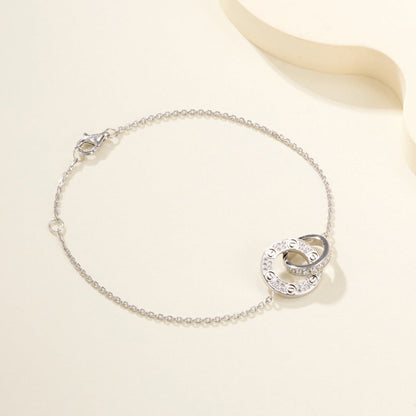 [⭐Clover Jewelry]LOVE DOUBLE RING FULL DIAMOND BRACELET