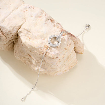 [⭐Clover Jewelry]LOVE DOUBLE RING FULL DIAMOND BRACELET