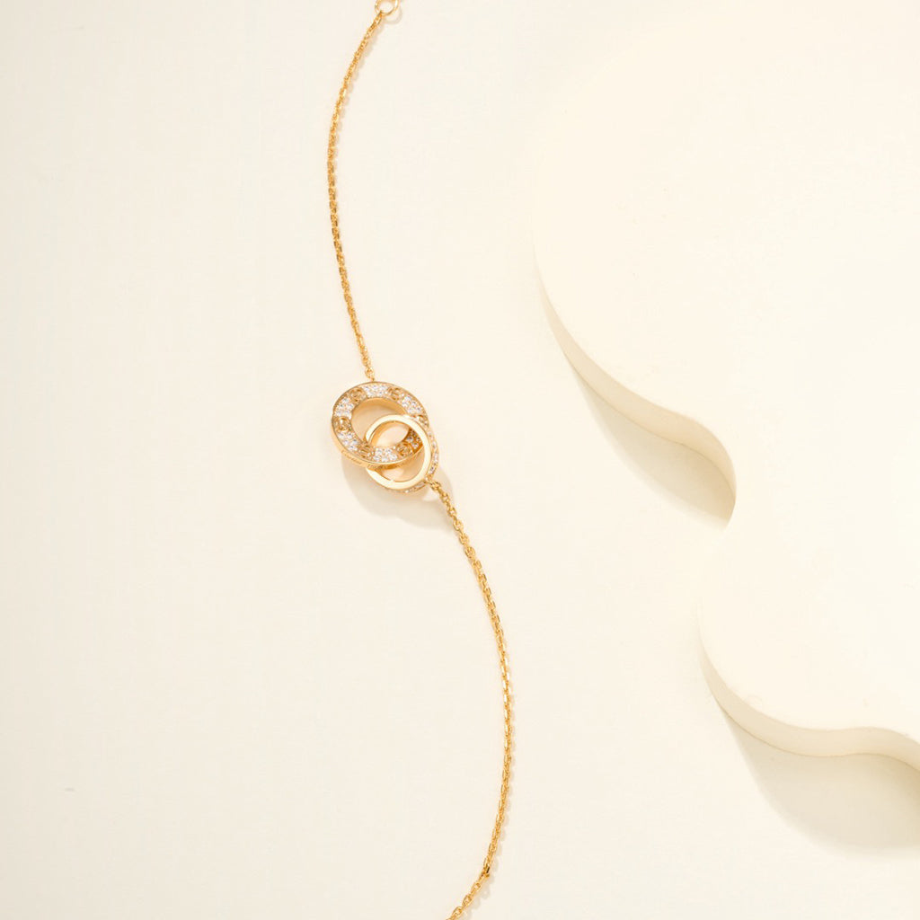 [⭐Clover Jewelry]LOVE DOUBLE RING FULL DIAMOND BRACELET