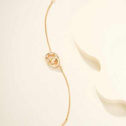 [⭐Clover Jewelry]LOVE DOUBLE RING FULL DIAMOND BRACELET
