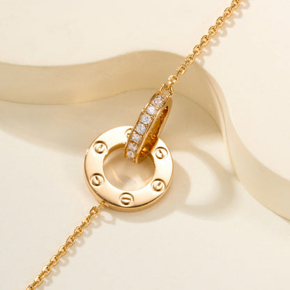 [⭐Clover Jewelry]LOVE DOUBLE RING FULL DIAMOND BRACELET