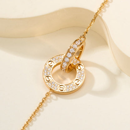 [⭐Clover Jewelry]LOVE DOUBLE RING FULL DIAMOND BRACELET
