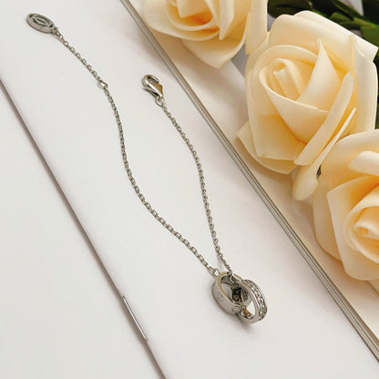 [⭐Clover Jewelry]LOVE DOUBLE RING HALF DIAMOND BRACELET