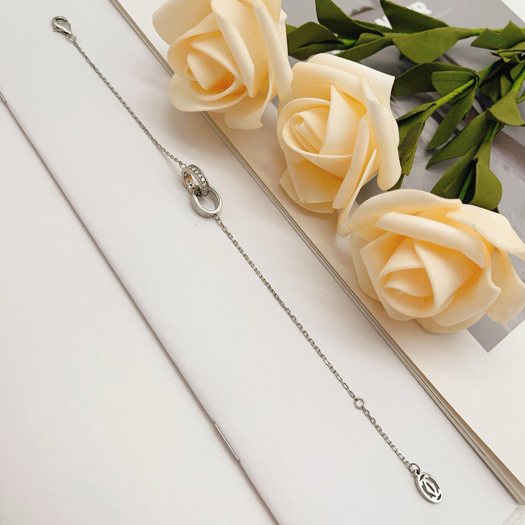 [⭐Clover Jewelry]LOVE DOUBLE RING HALF DIAMOND BRACELET
