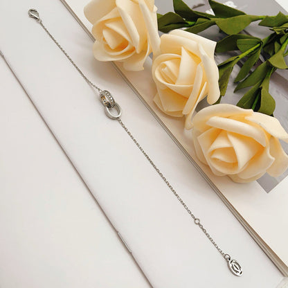[⭐Clover Jewelry]LOVE DOUBLE RING HALF DIAMOND BRACELET