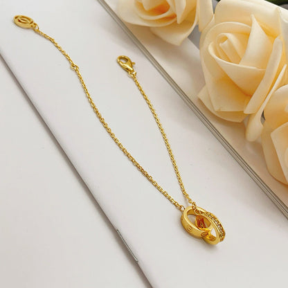 [⭐Clover Jewelry]LOVE DOUBLE RING HALF DIAMOND BRACELET