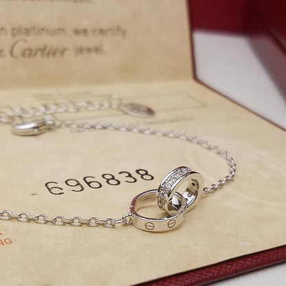[⭐Clover Jewelry]LOVE DOUBLE RING HALF DIAMOND BRACELET