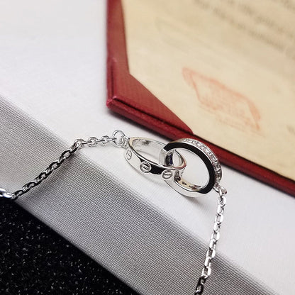 [⭐Clover Jewelry]LOVE DOUBLE RING HALF DIAMOND BRACELET