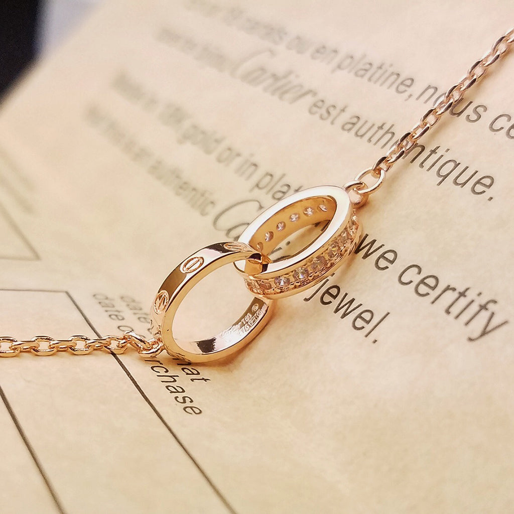 [⭐Clover Jewelry]LOVE DOUBLE RING HALF DIAMOND BRACELET