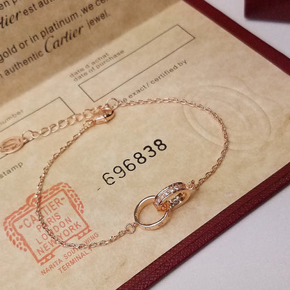 [⭐Clover Jewelry]LOVE DOUBLE RING HALF DIAMOND BRACELET