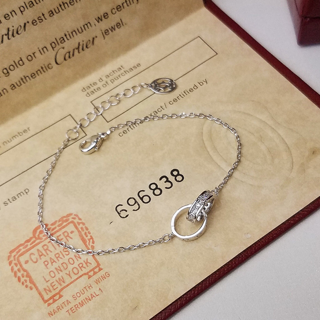 [⭐Clover Jewelry]LOVE DOUBLE RING HALF DIAMOND BRACELET