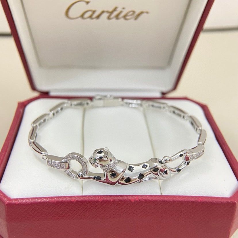 [⭐Clover Jewelry]PANTHERE HALF DIAMOND ON CHAIN BRACELET