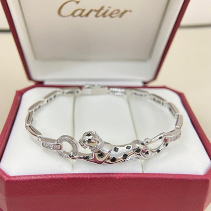 [⭐Clover Jewelry]PANTHERE HALF DIAMOND ON CHAIN BRACELET