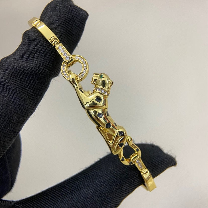 [⭐Clover Jewelry]PANTHERE HALF DIAMOND ON CHAIN BRACELET