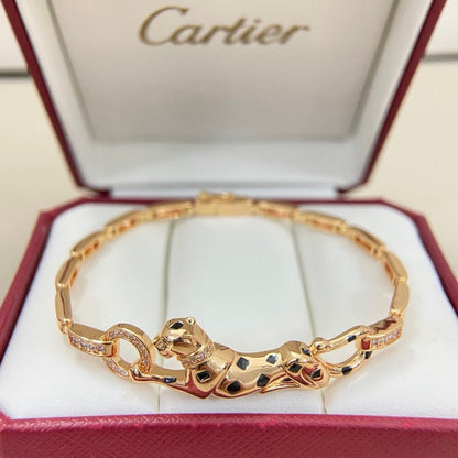 [⭐Clover Jewelry]PANTHERE HALF DIAMOND ON CHAIN BRACELET