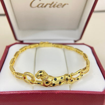 [⭐Clover Jewelry]PANTHERE HALF DIAMOND ON CHAIN BRACELET