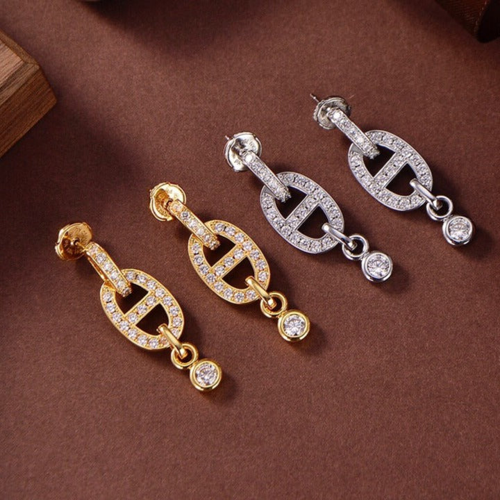 [⭐Clover Jewelry]HM CHAINE DIAMOND EARRINGS