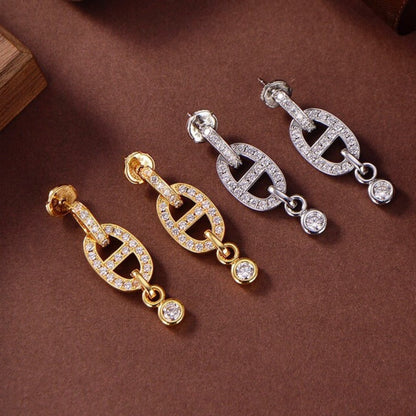 [⭐Clover Jewelry]HM CHAINE DIAMOND EARRINGS