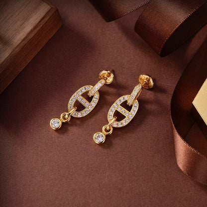 [⭐Clover Jewelry]HM CHAINE DIAMOND EARRINGS
